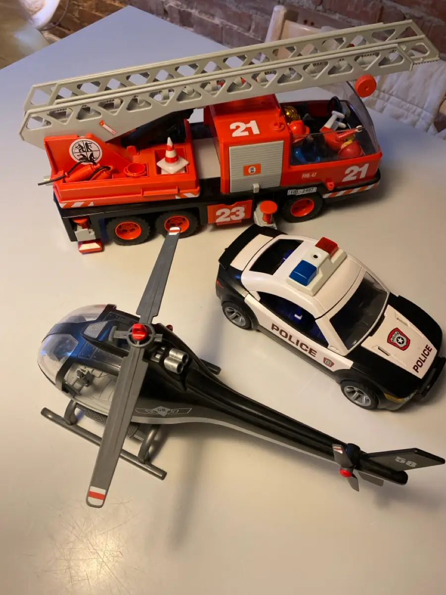 Playmobil Brandbil helikopter og politi