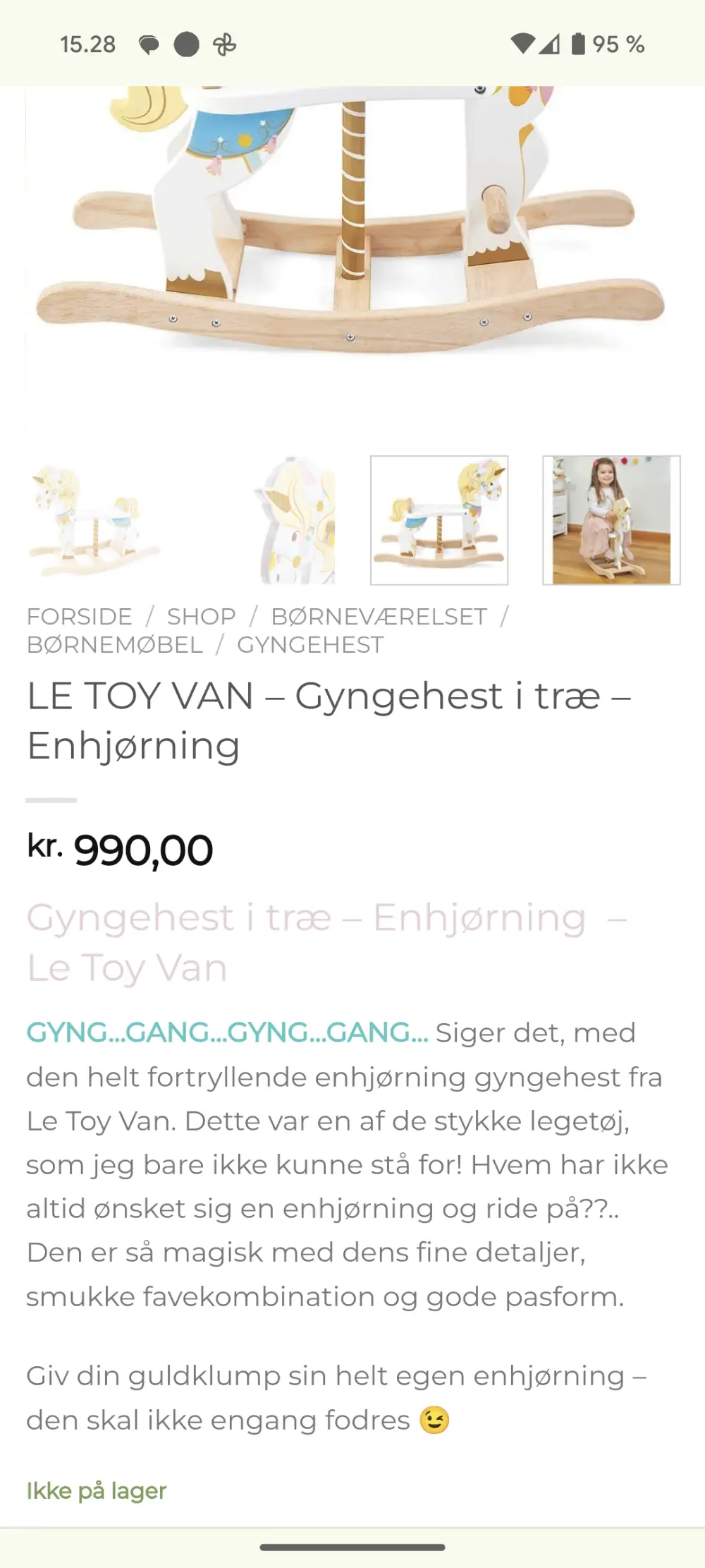 Le Toy Van Gyngehest Massivt træ - Enhjø