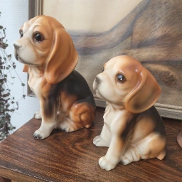 Vintage Porcelæns hunde og billeder