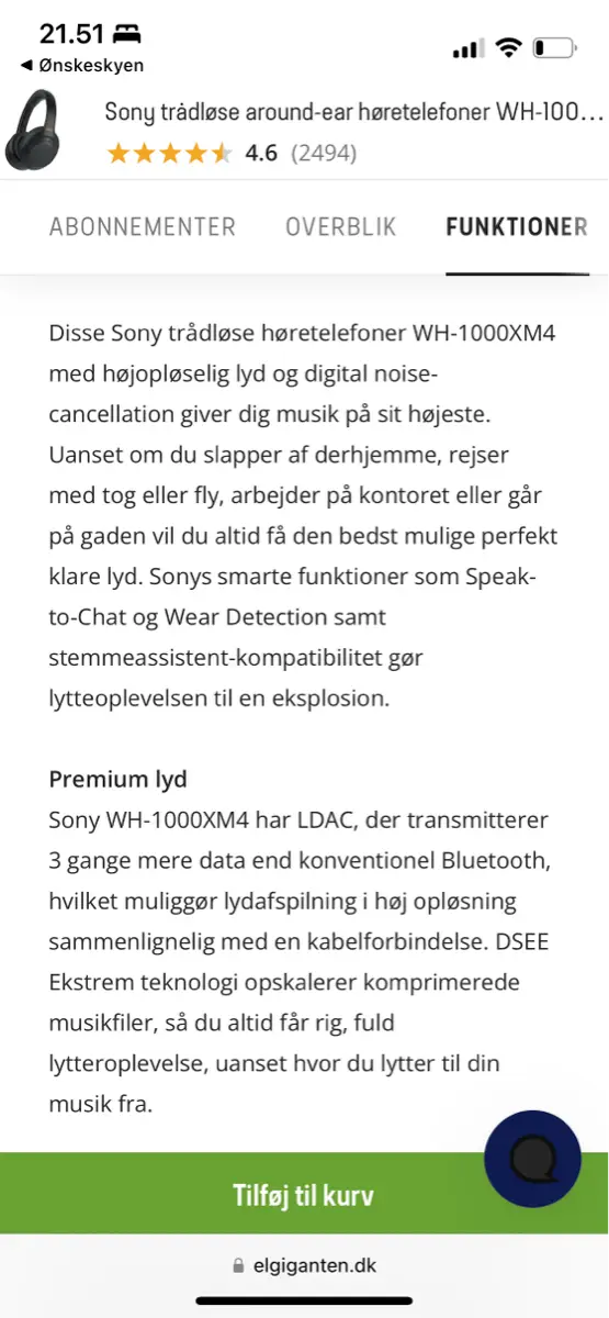 Sony Puder høretelefoner Sony