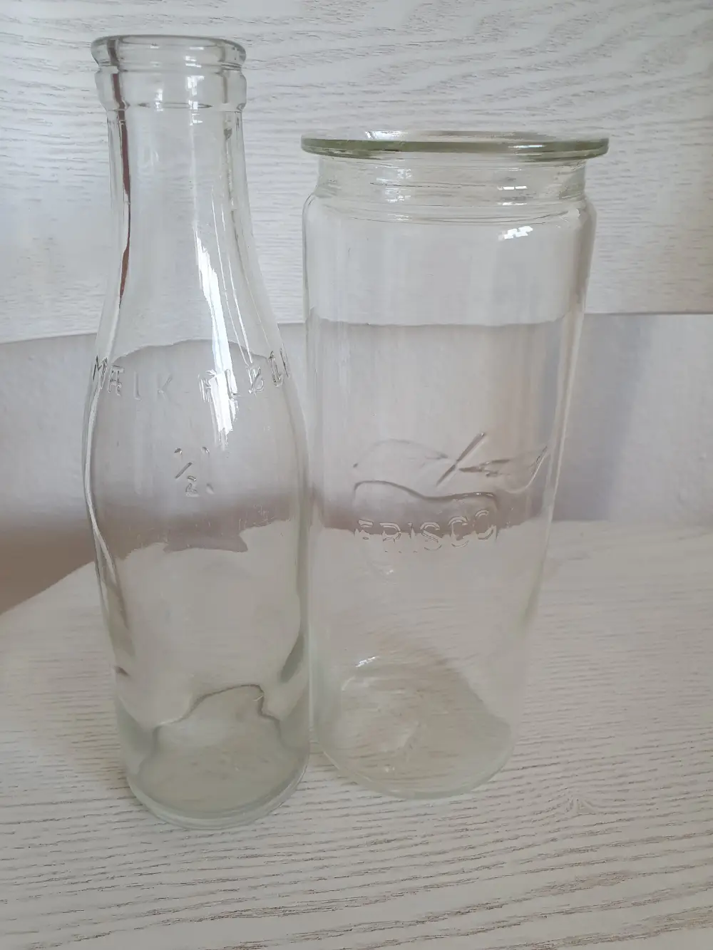 Ukendt Mælkeflaske + sylteglas 1 L