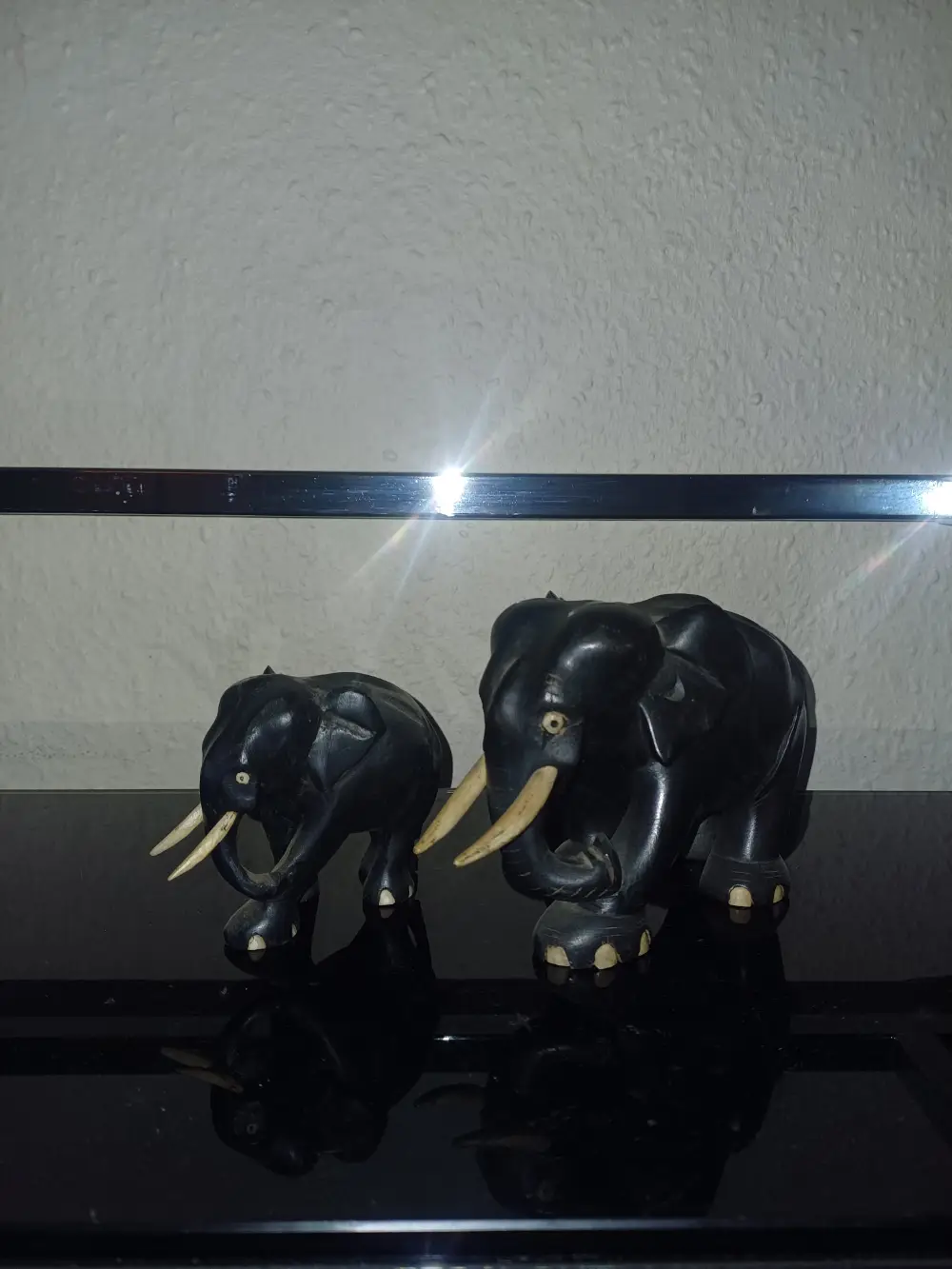 Antik 2 elefanter 11 og 8 cm