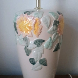 80'er Retro Stor porcelæns bordlampe