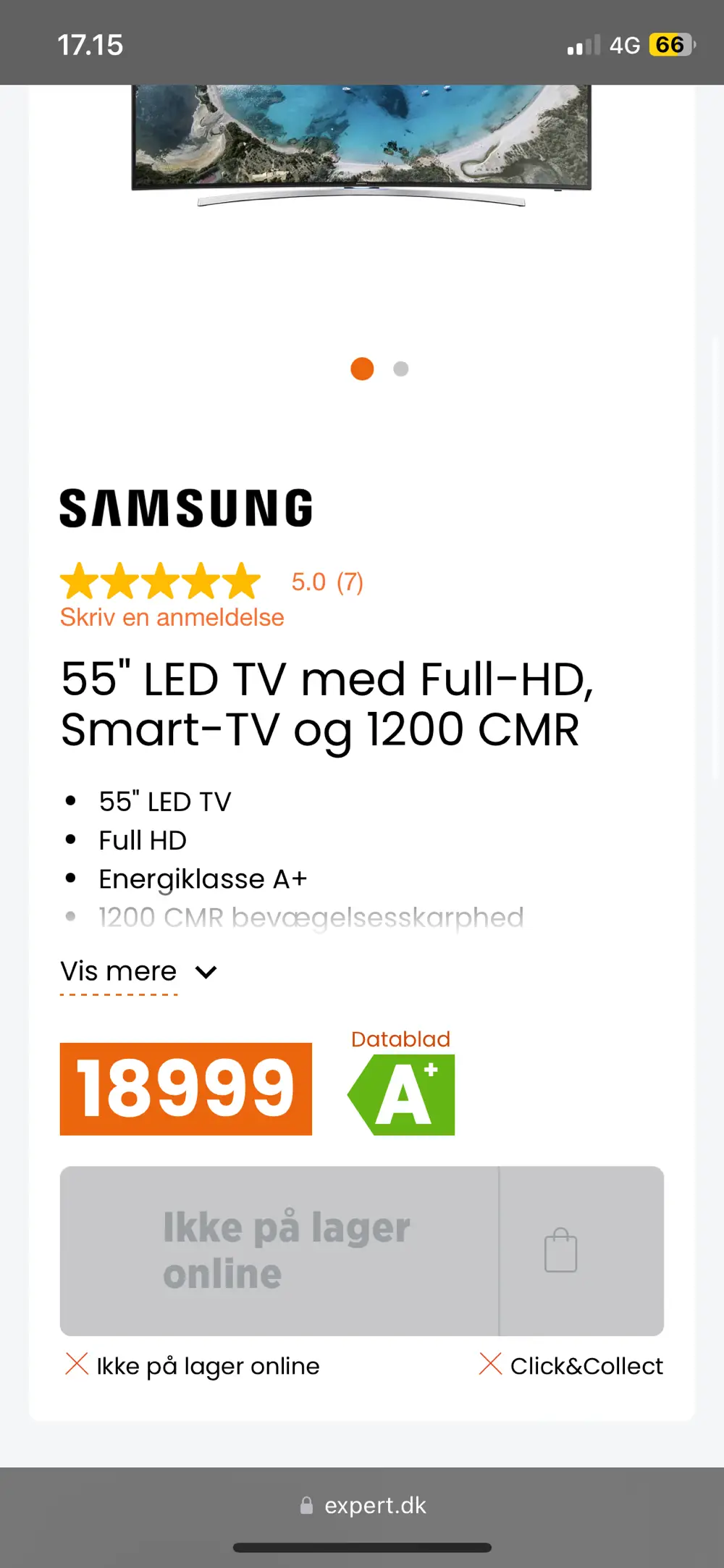 Samsung Fladskærms tv 55”