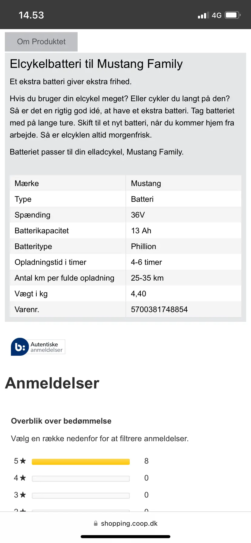 Mustang family rider nYT! batteri til Elladcykel