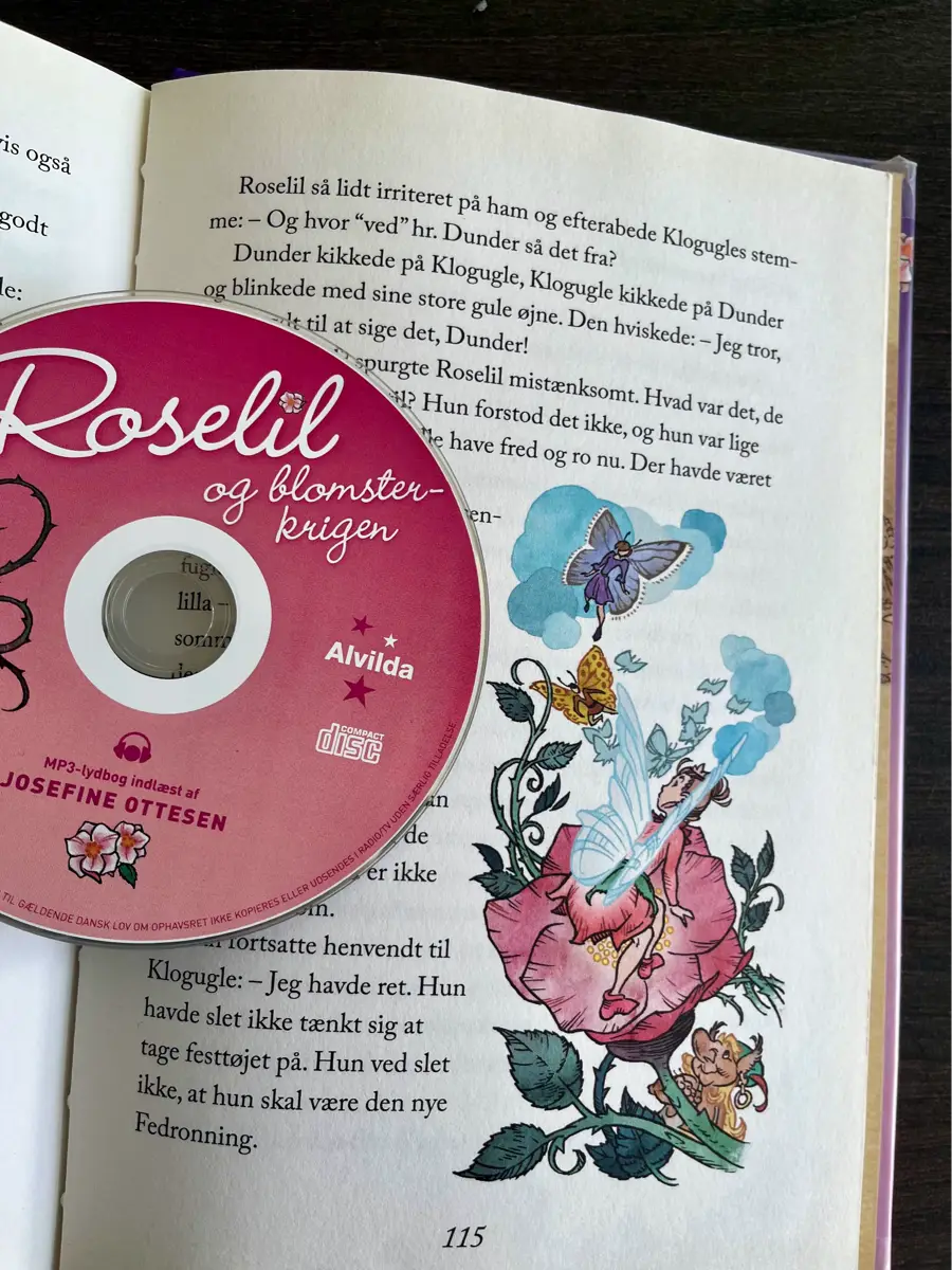 Feen Roselil og blomsterkrigen bog m CD Josefine Ottesen læs højt bog