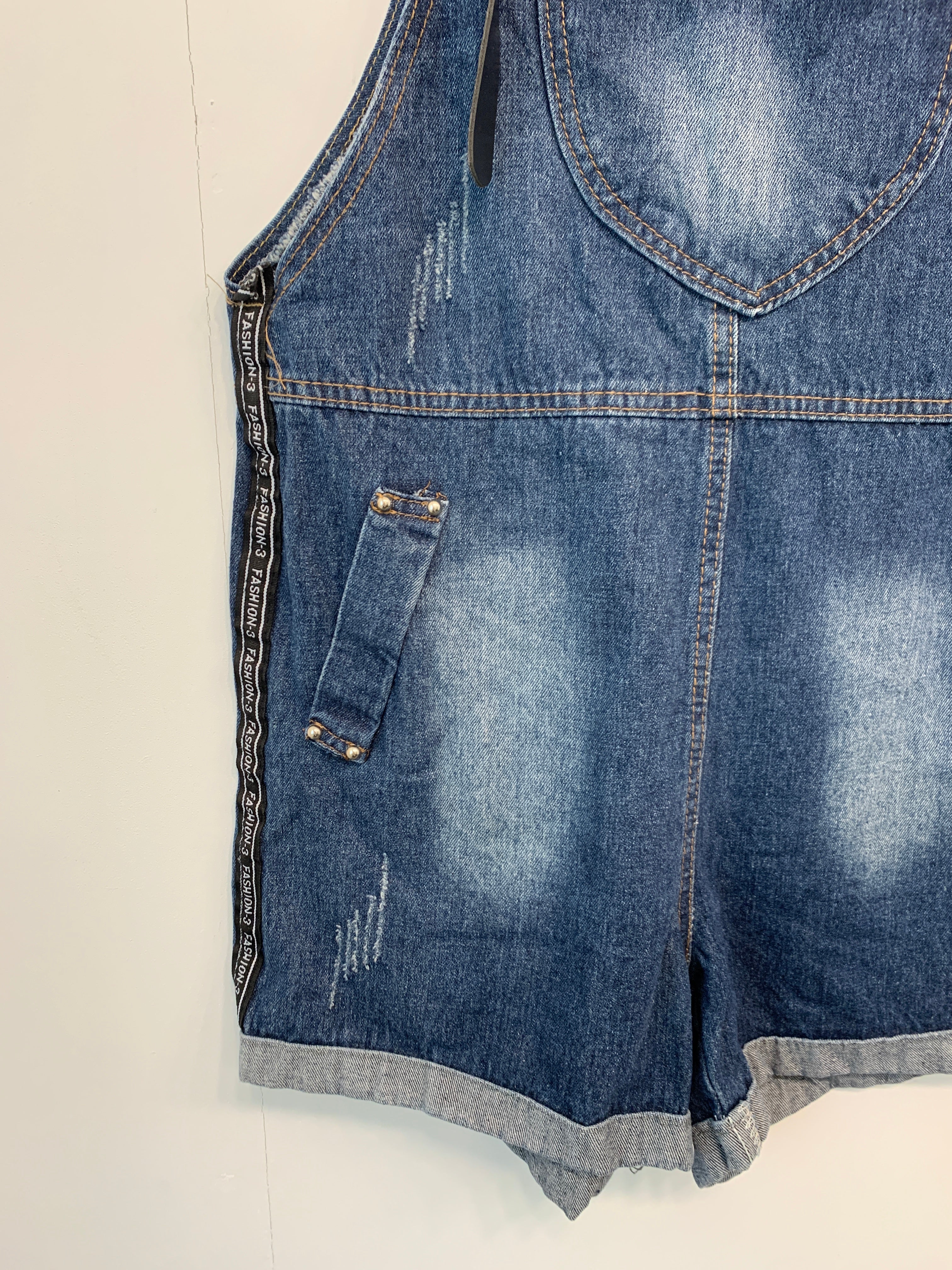 Szachownica Denim Overalls Shorts