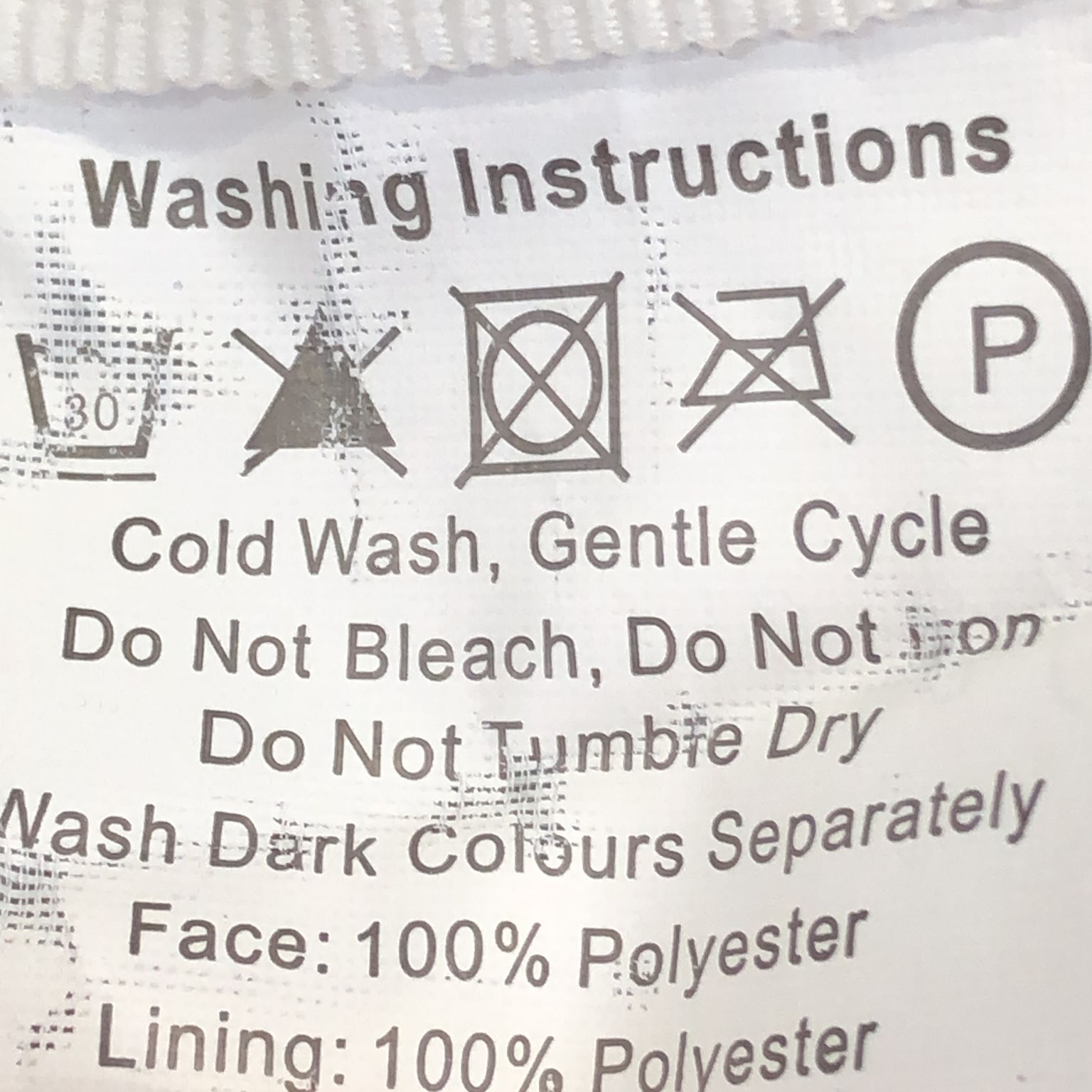 Washing Instructions