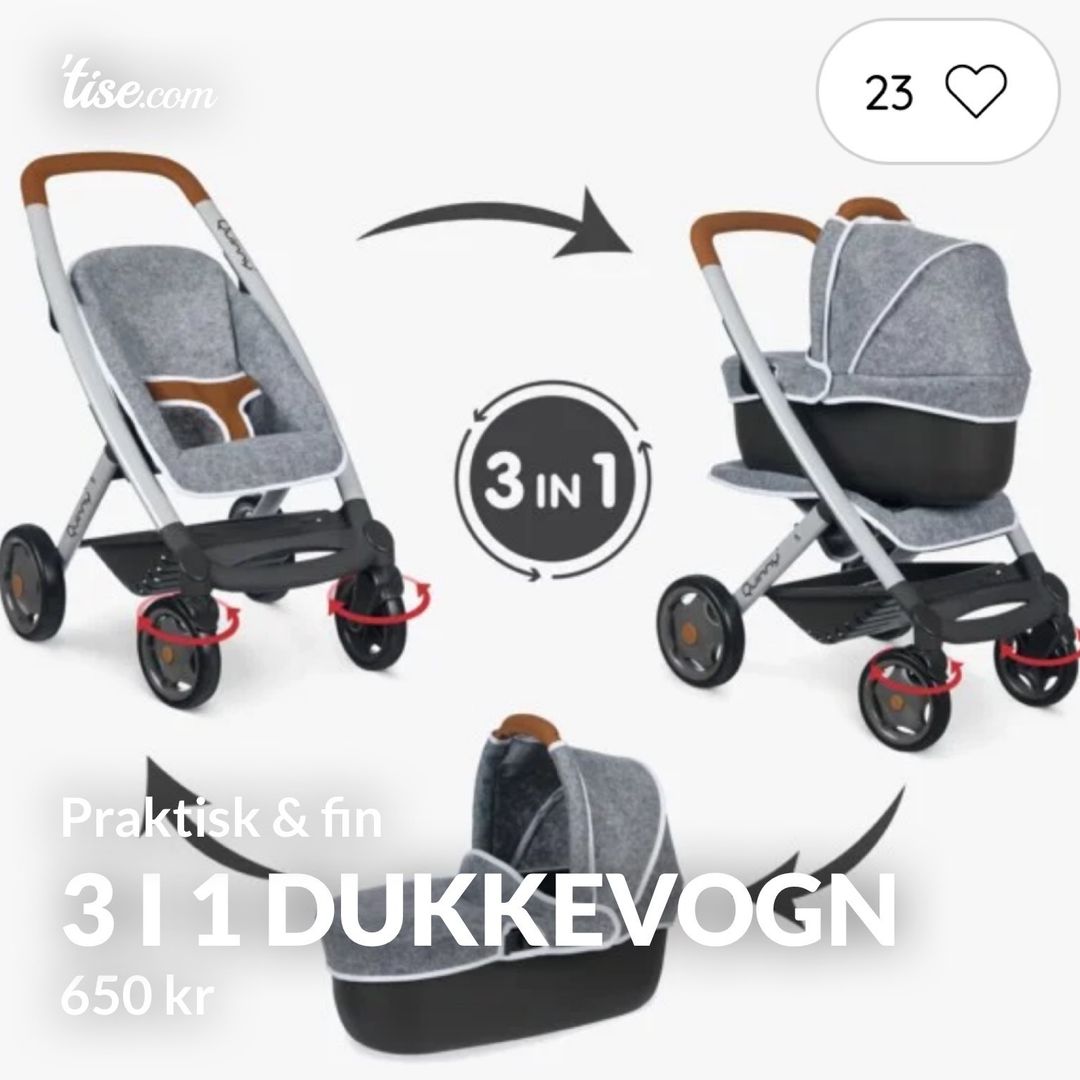 3 i 1 dukkevogn