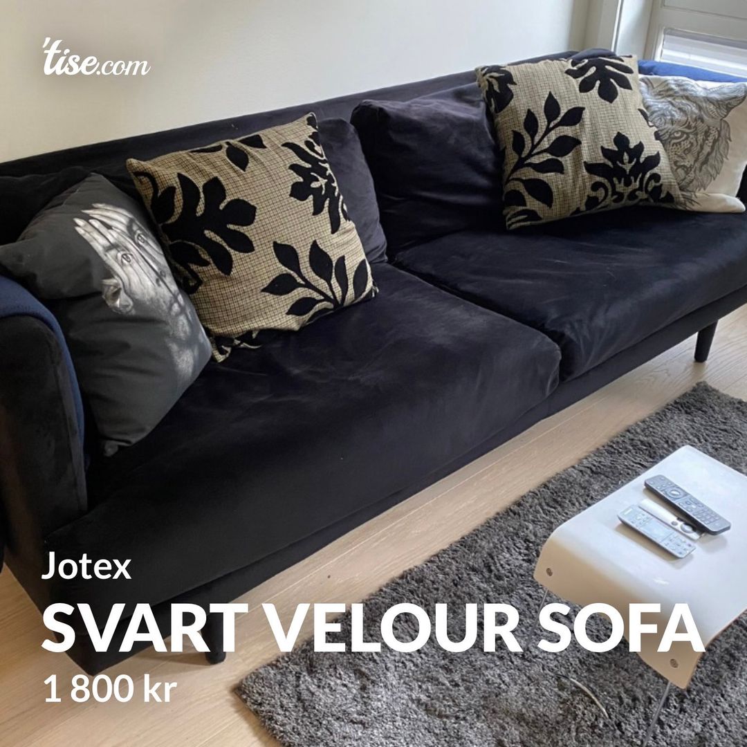 Svart Velour Sofa