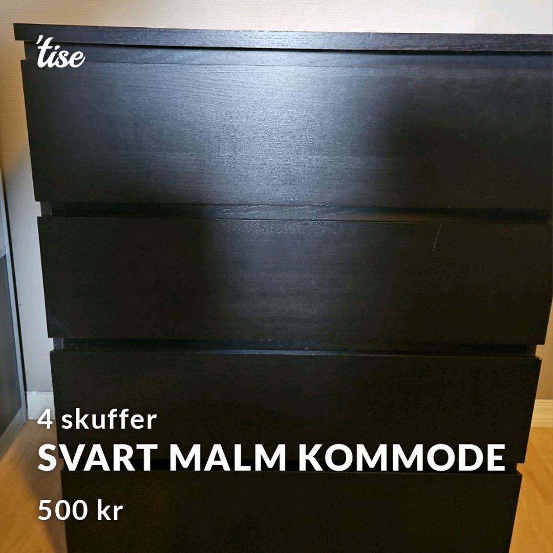 Svart Malm Kommode