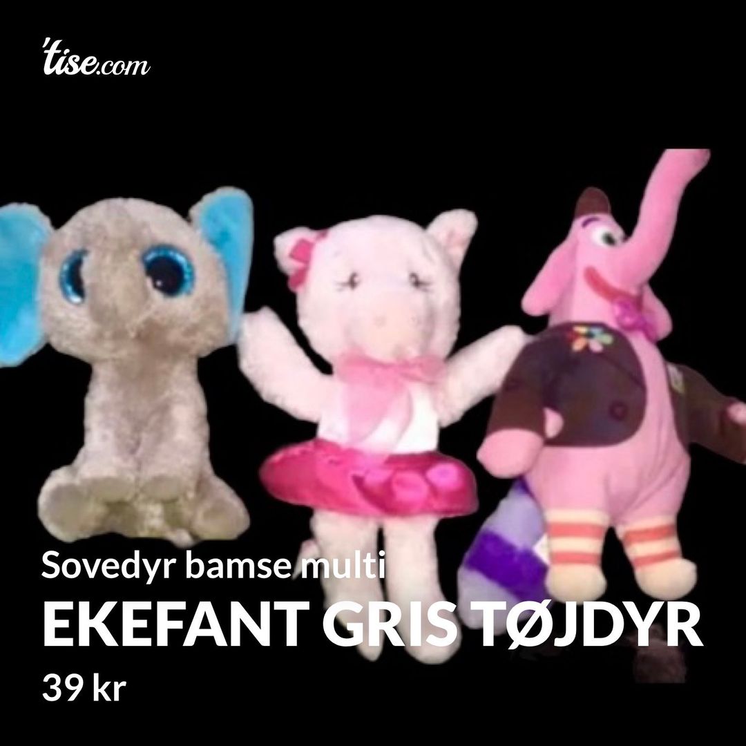 Ekefant gris tøjdyr