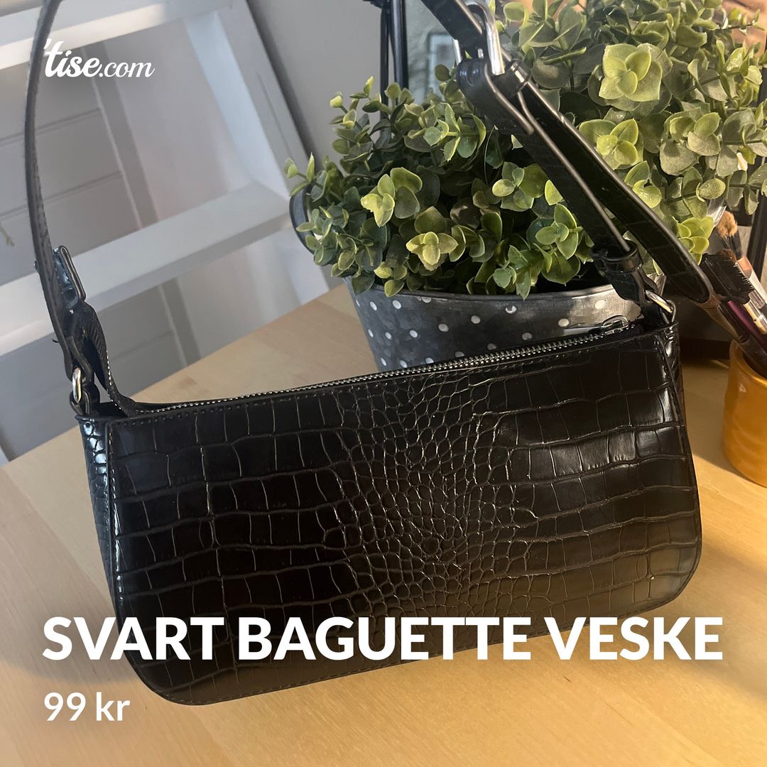 Svart baguette veske