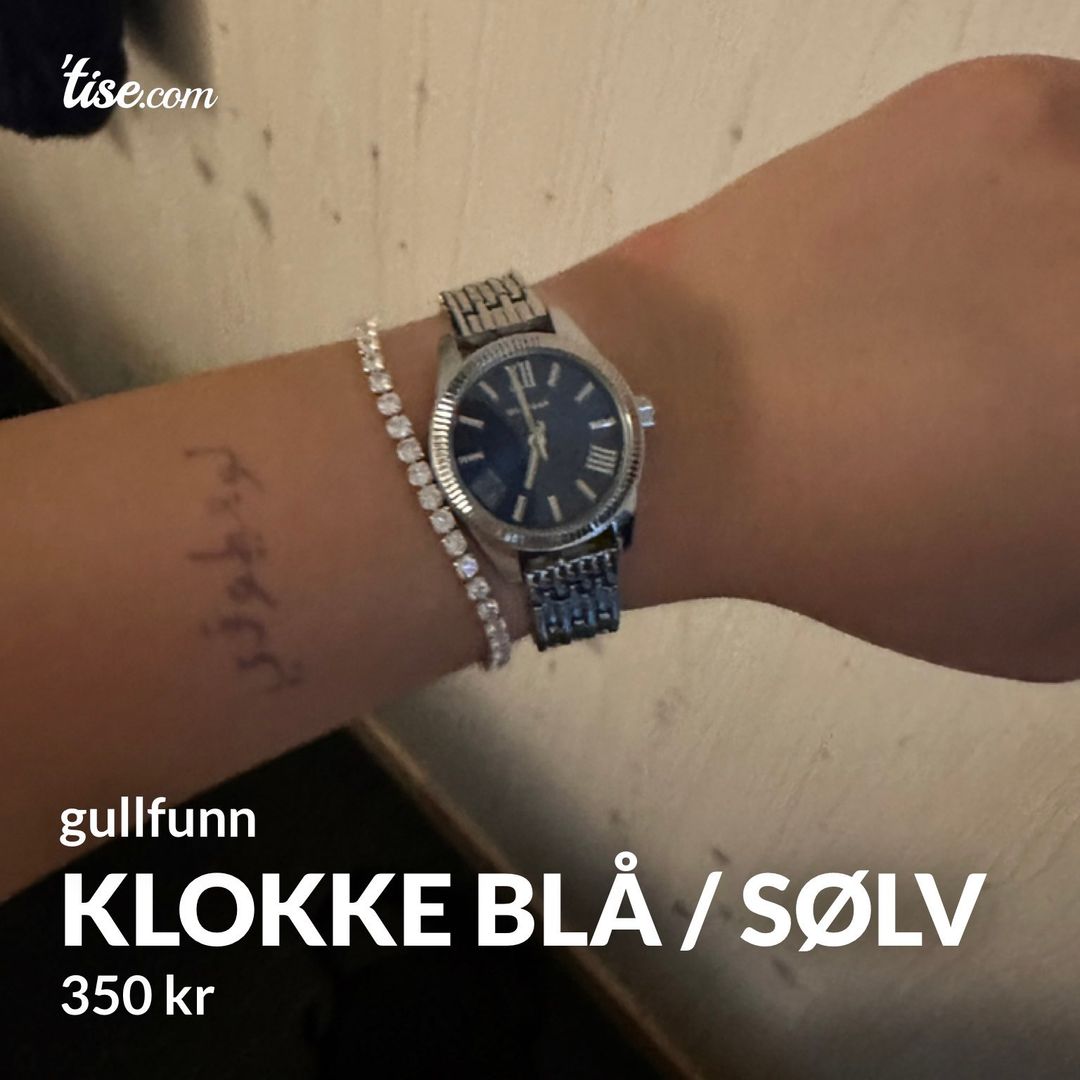 Klokke Blå / sølv