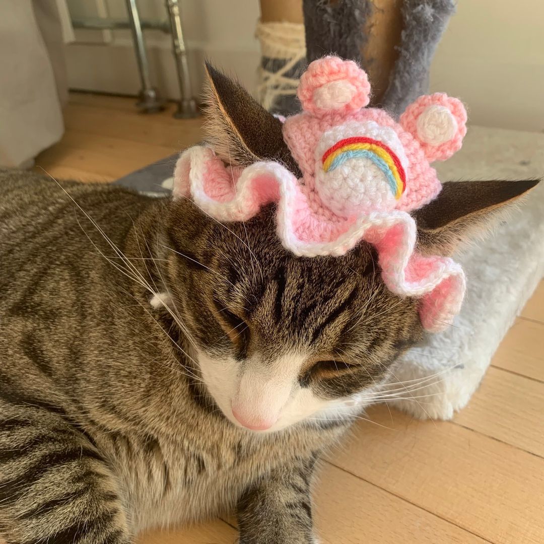 Hæklet care bear hat