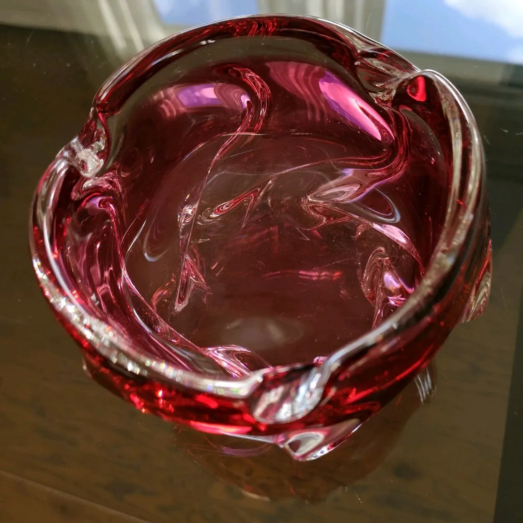 Rosa Kunstglass Skål