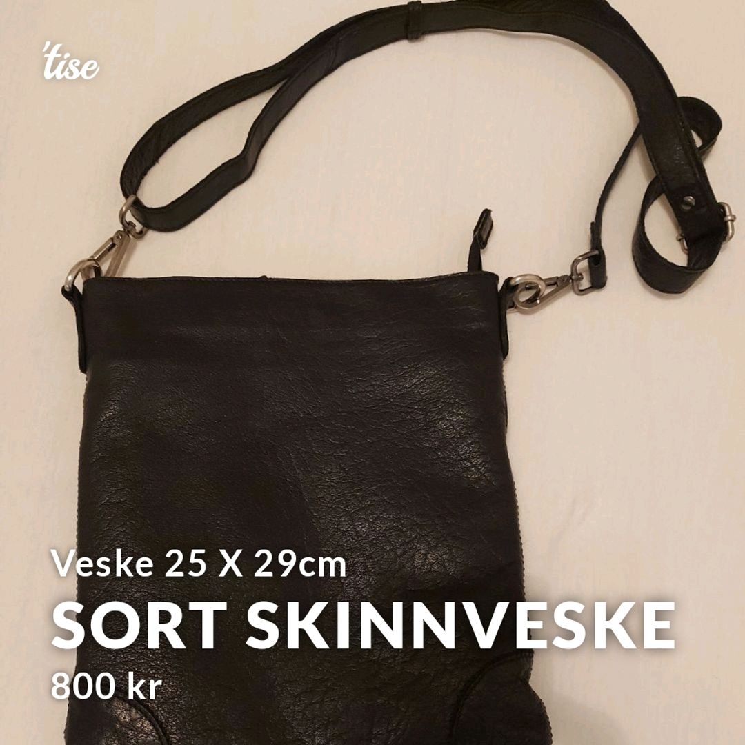 Sort skinnveske