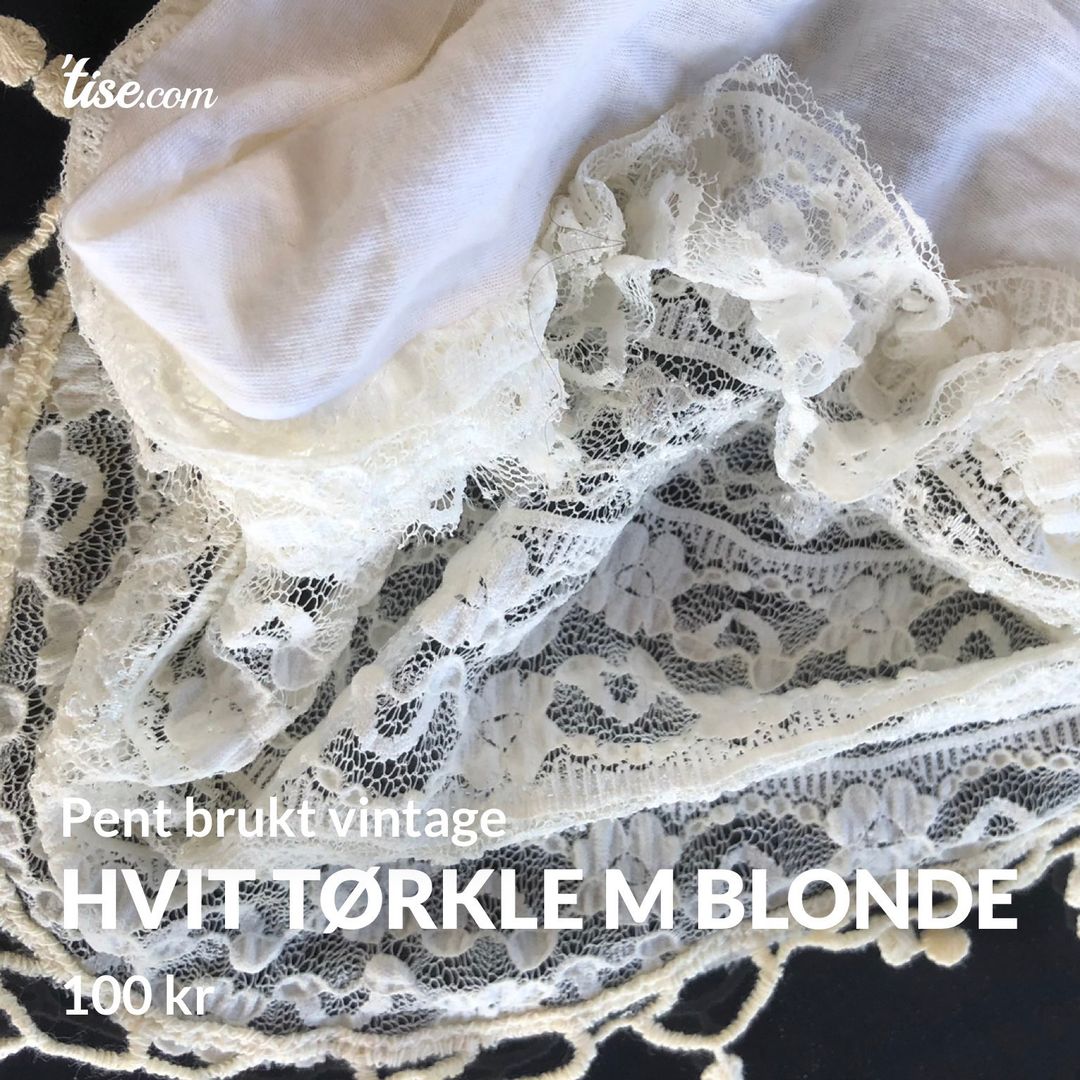 Hvit tørkle m blonde