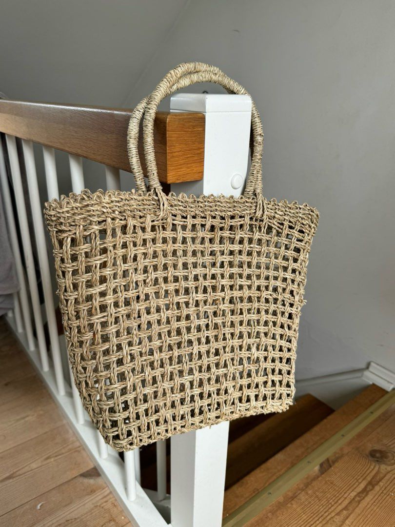 Straw tote bag beige