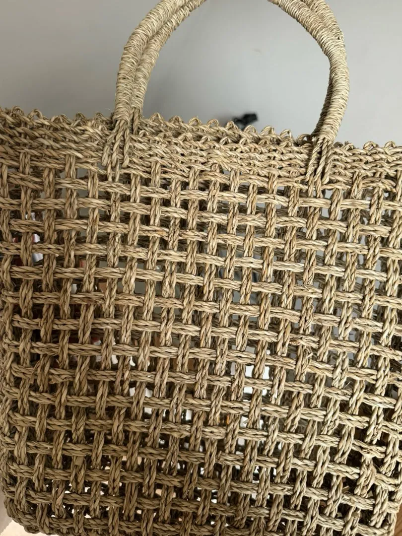 Straw tote bag beige