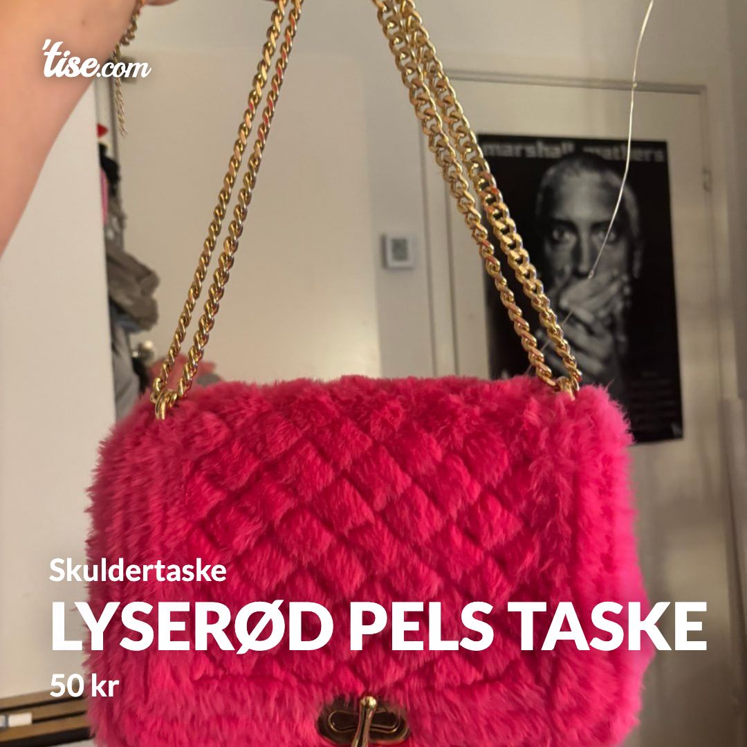 Lyserød pels taske