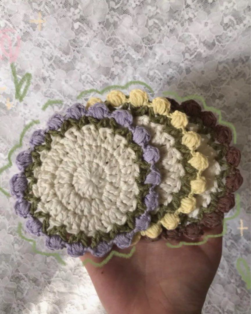 Crochet tulip coaste