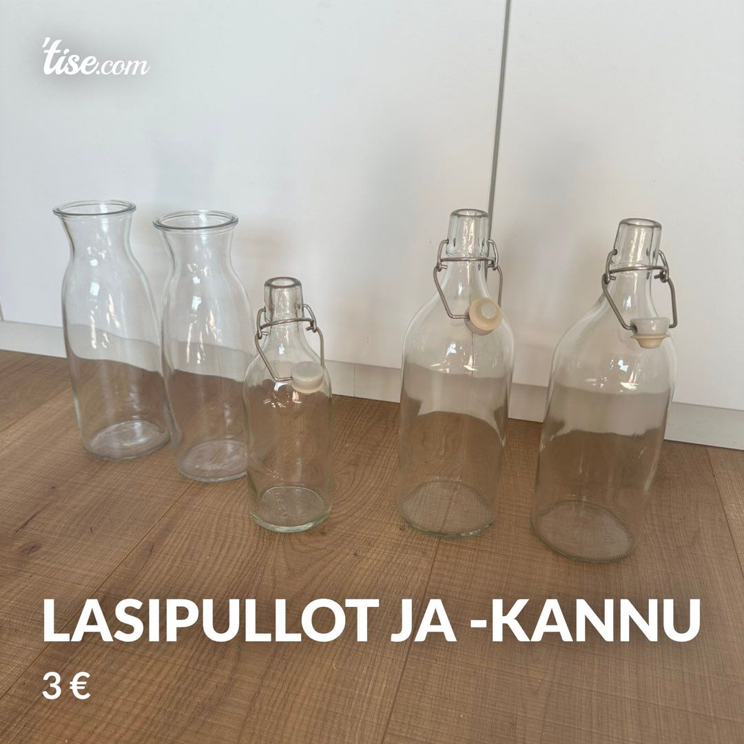 Lasipullot ja -kannu