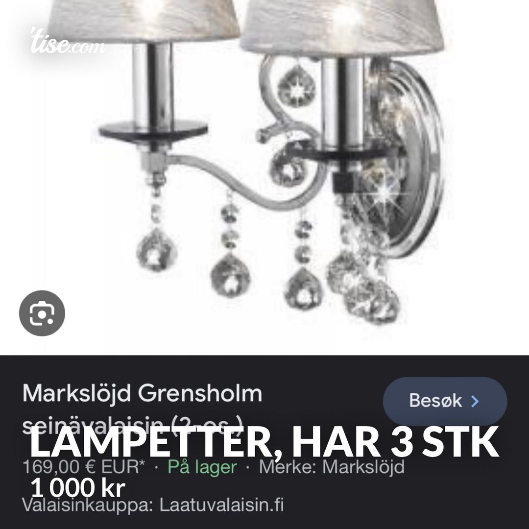 Lampetter har 3 stk