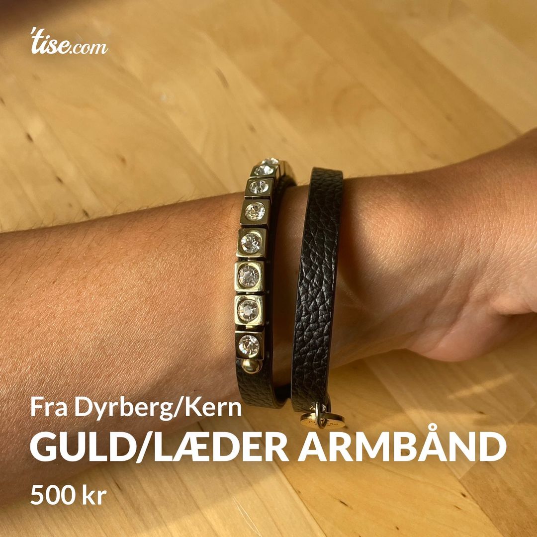 Guld/læder armbånd