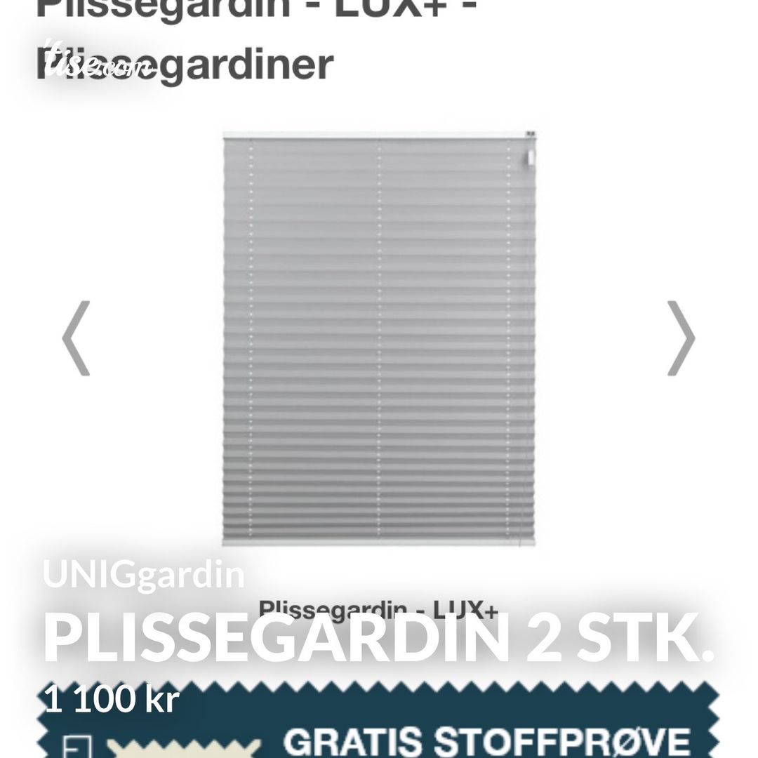 Plissegardin 2 stk