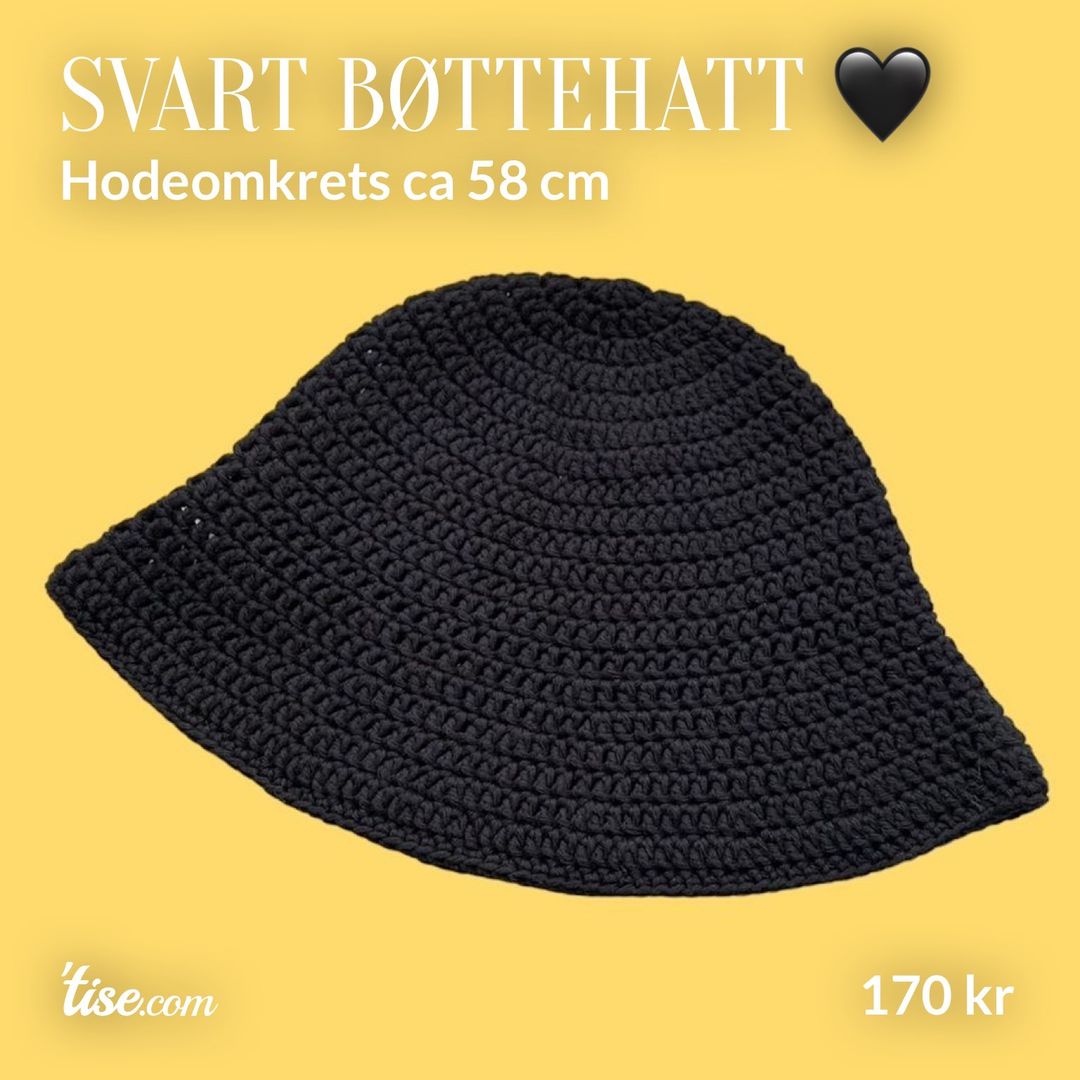 Svart bøttehatt 🖤