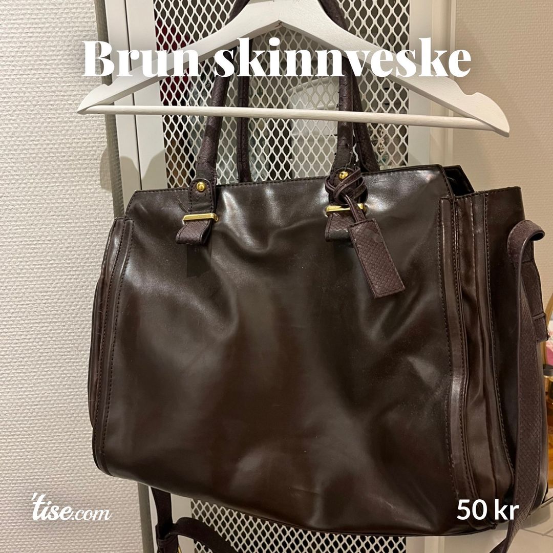 Brun skinnveske