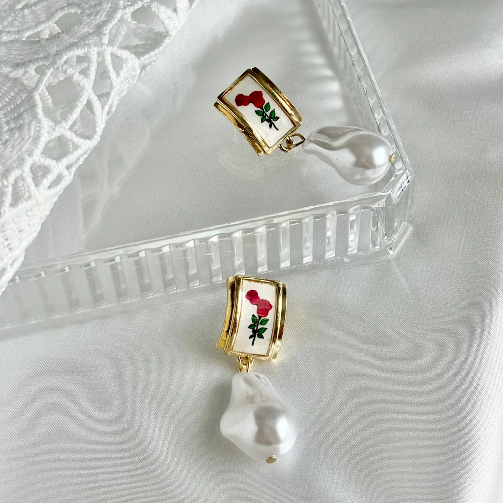 Pearl Rose Earrings