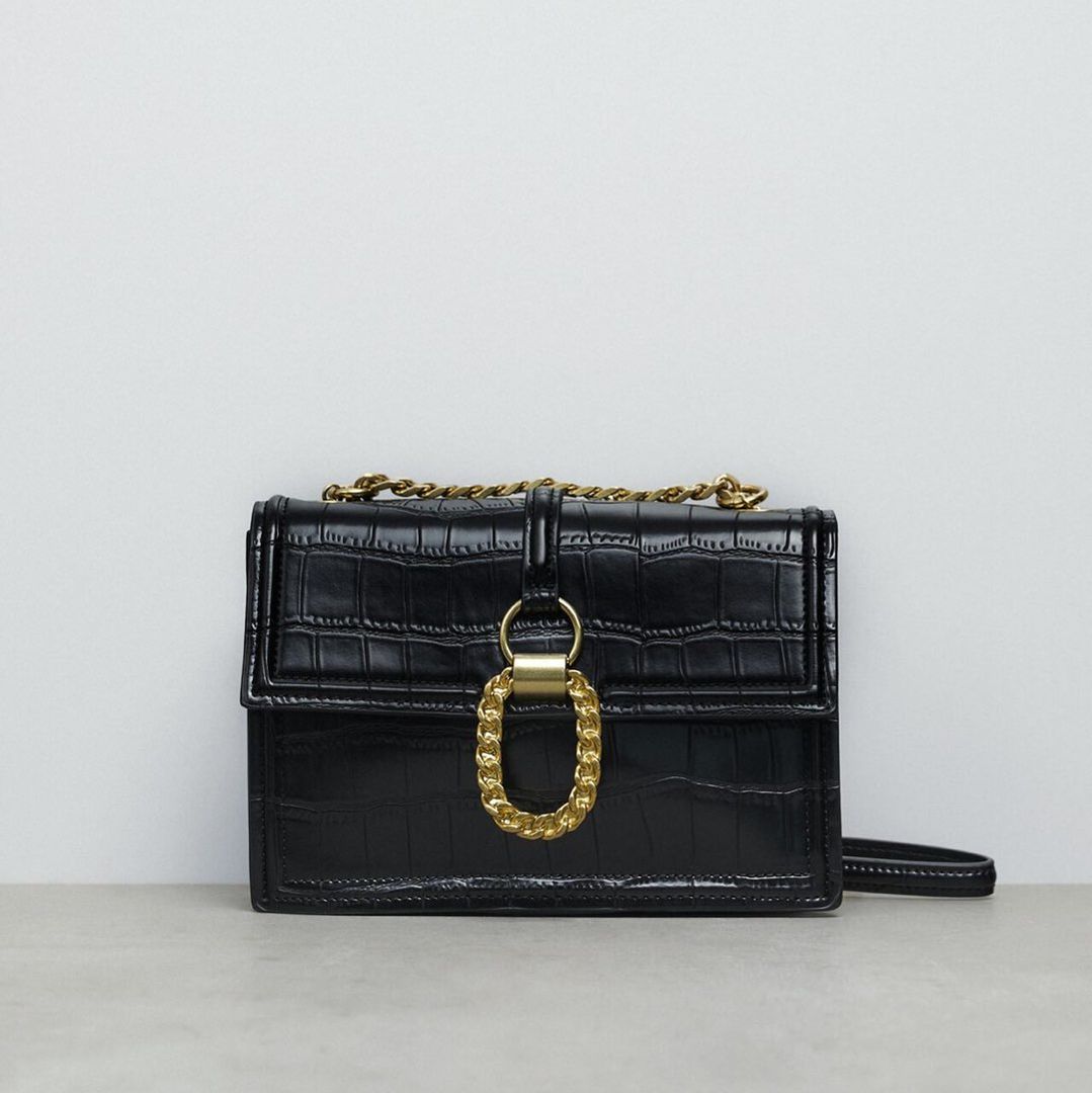 Black leather bag