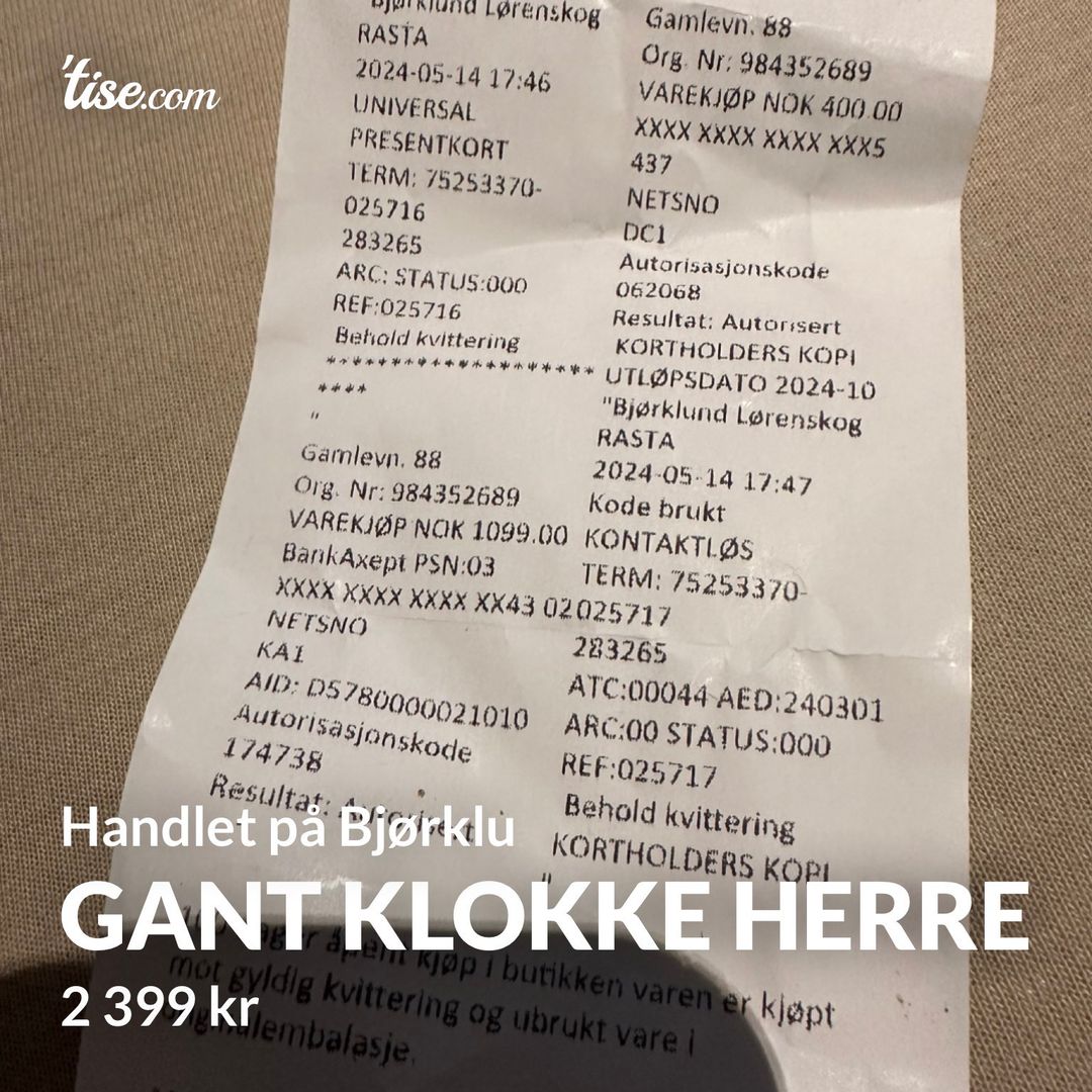 Gant Klokke herre