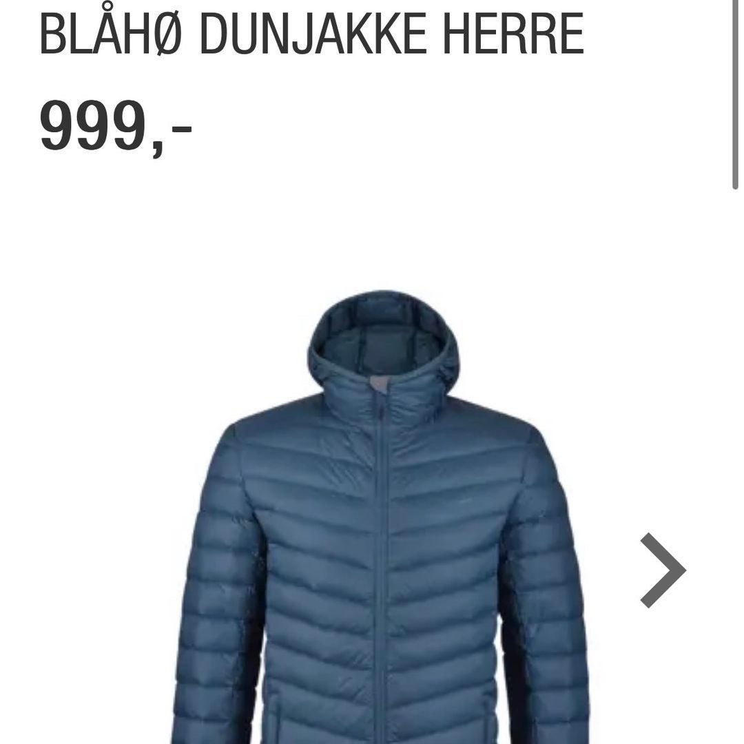 Blåhø dunjakke herre