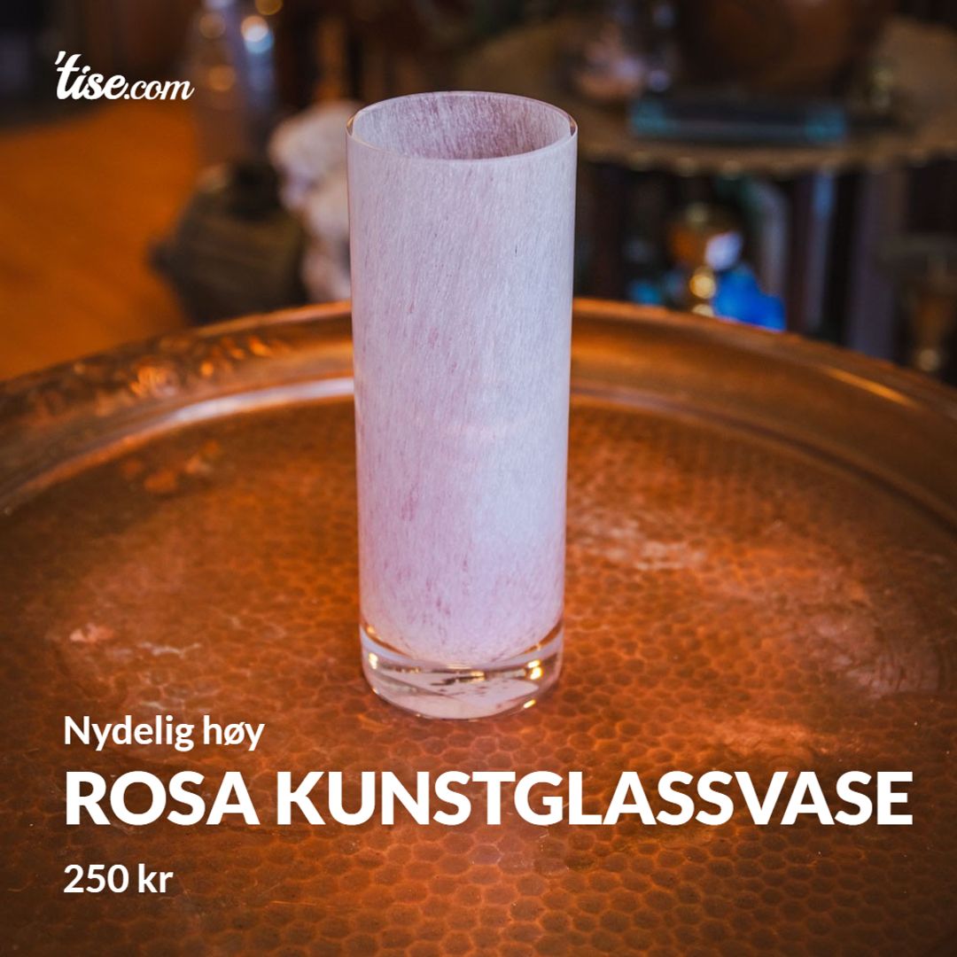 Rosa kunstglassvase