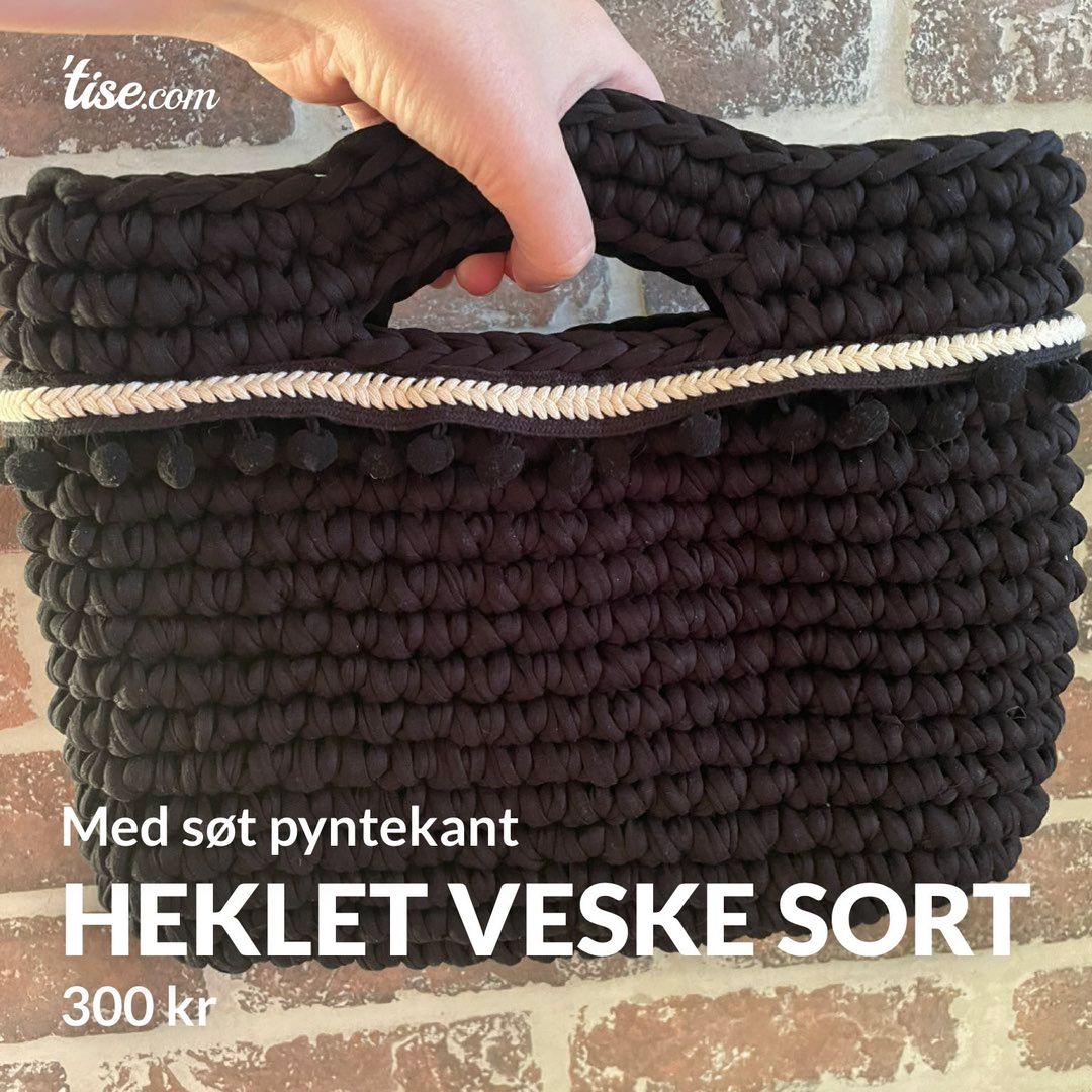 Heklet veske sort