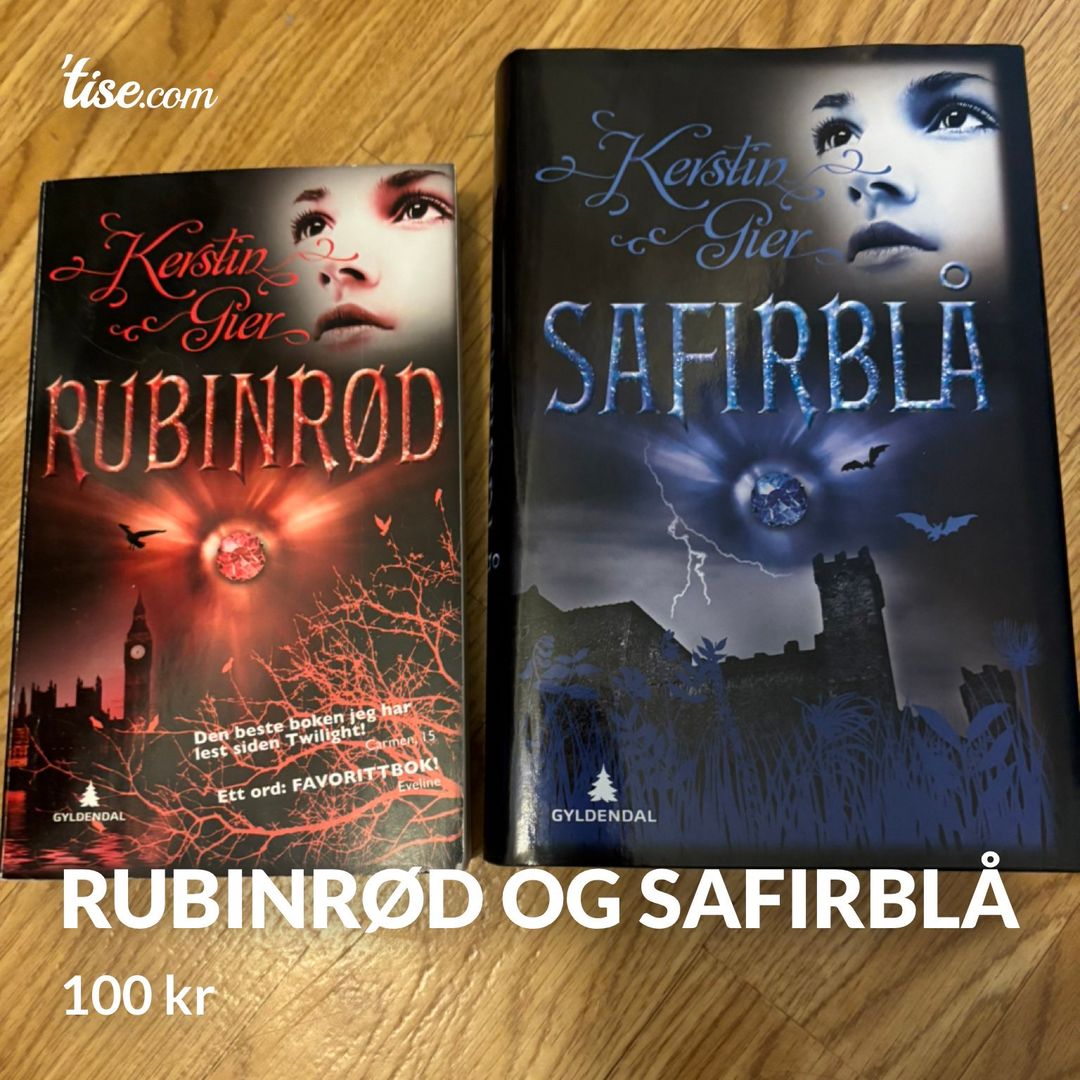 Rubinrød og safirblå