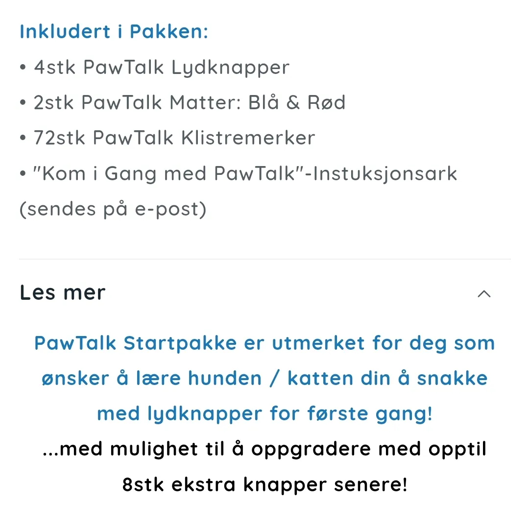 Pawtalk Startpakke