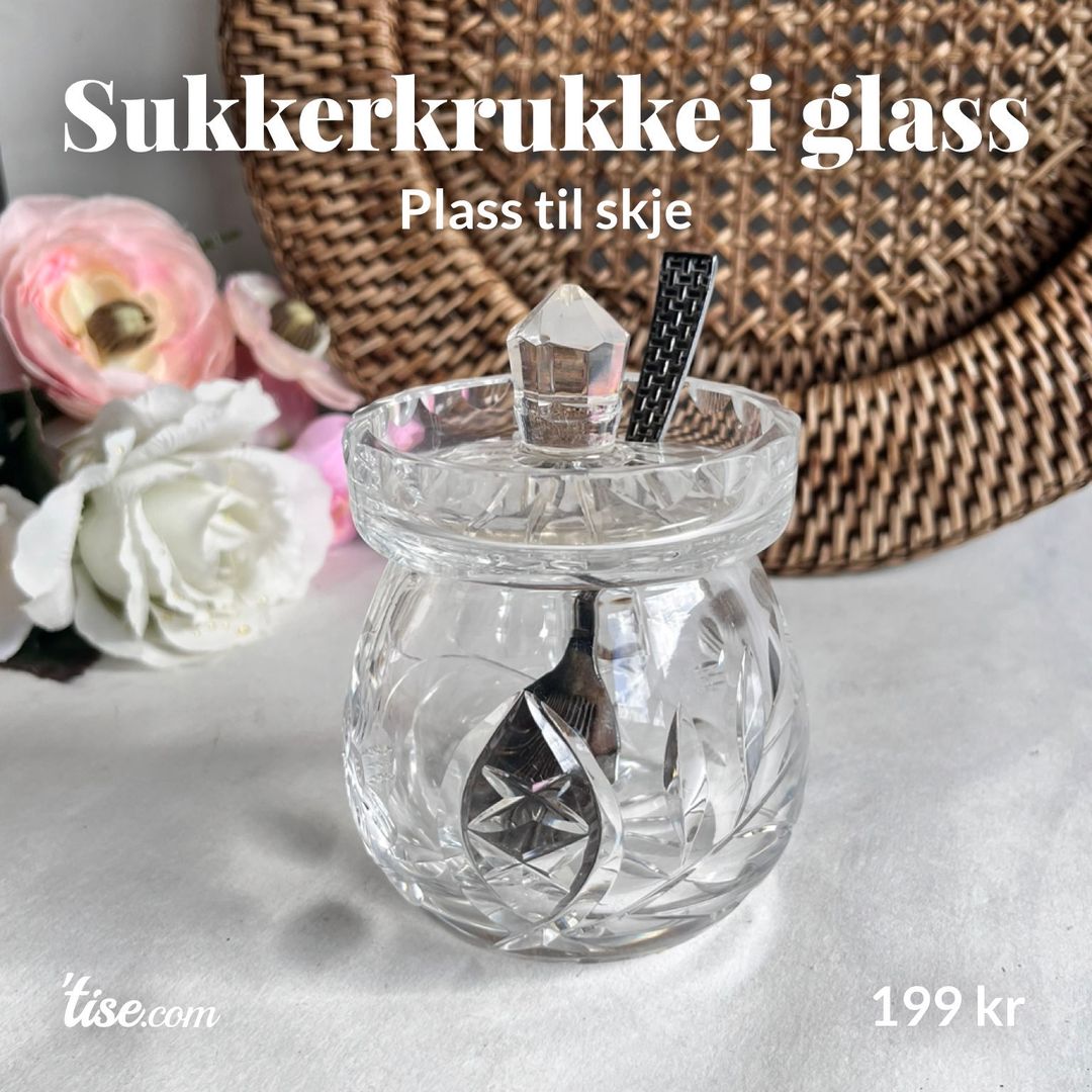 Sukkerkrukke i glass