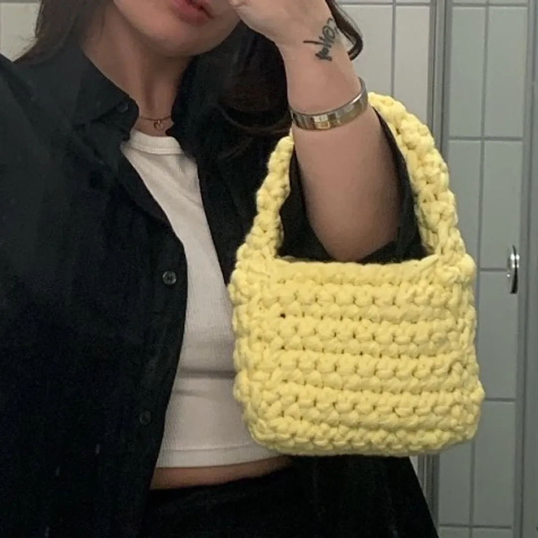 Yellow crochet bag