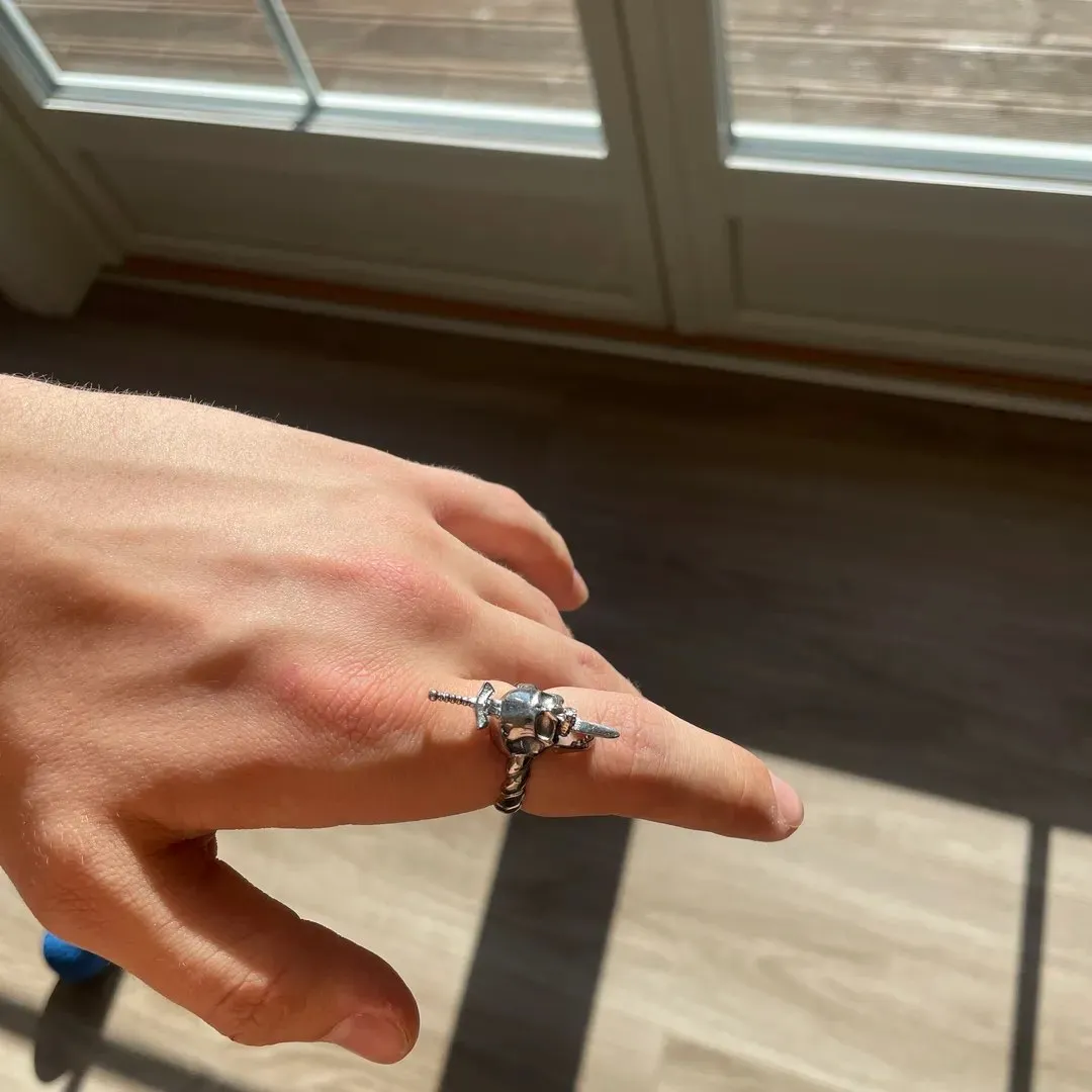 Skull and sword ring