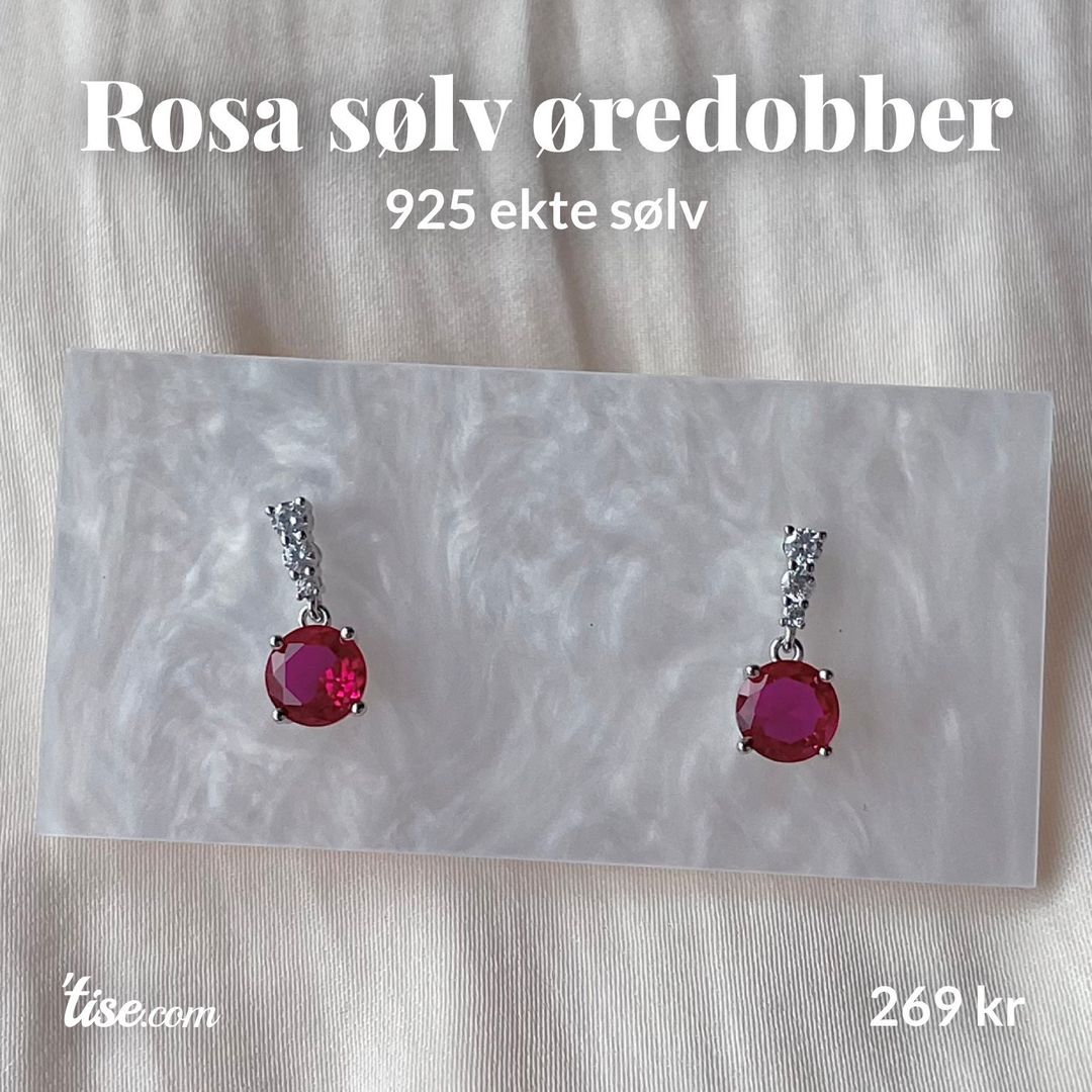 Rosa sølv øredobber