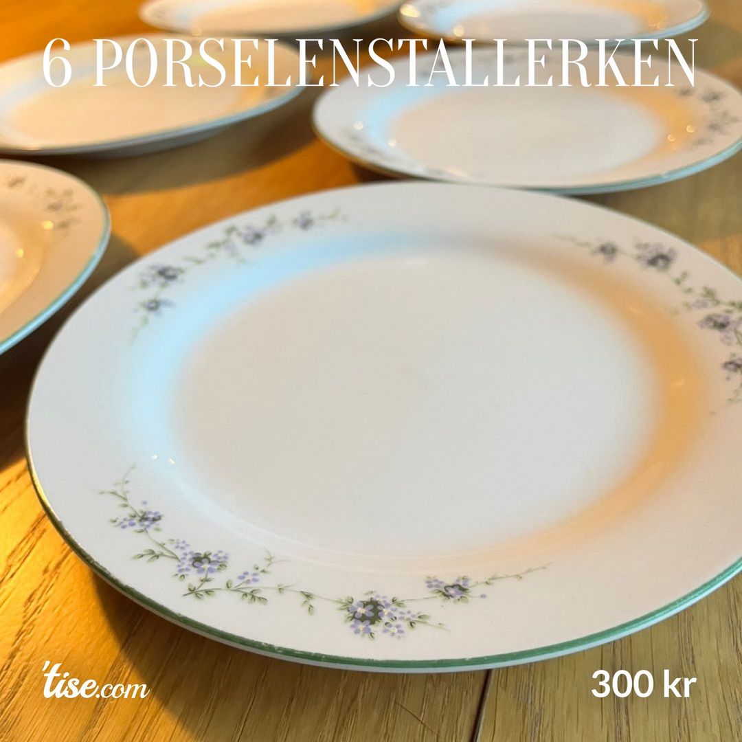 6 porselenstallerken