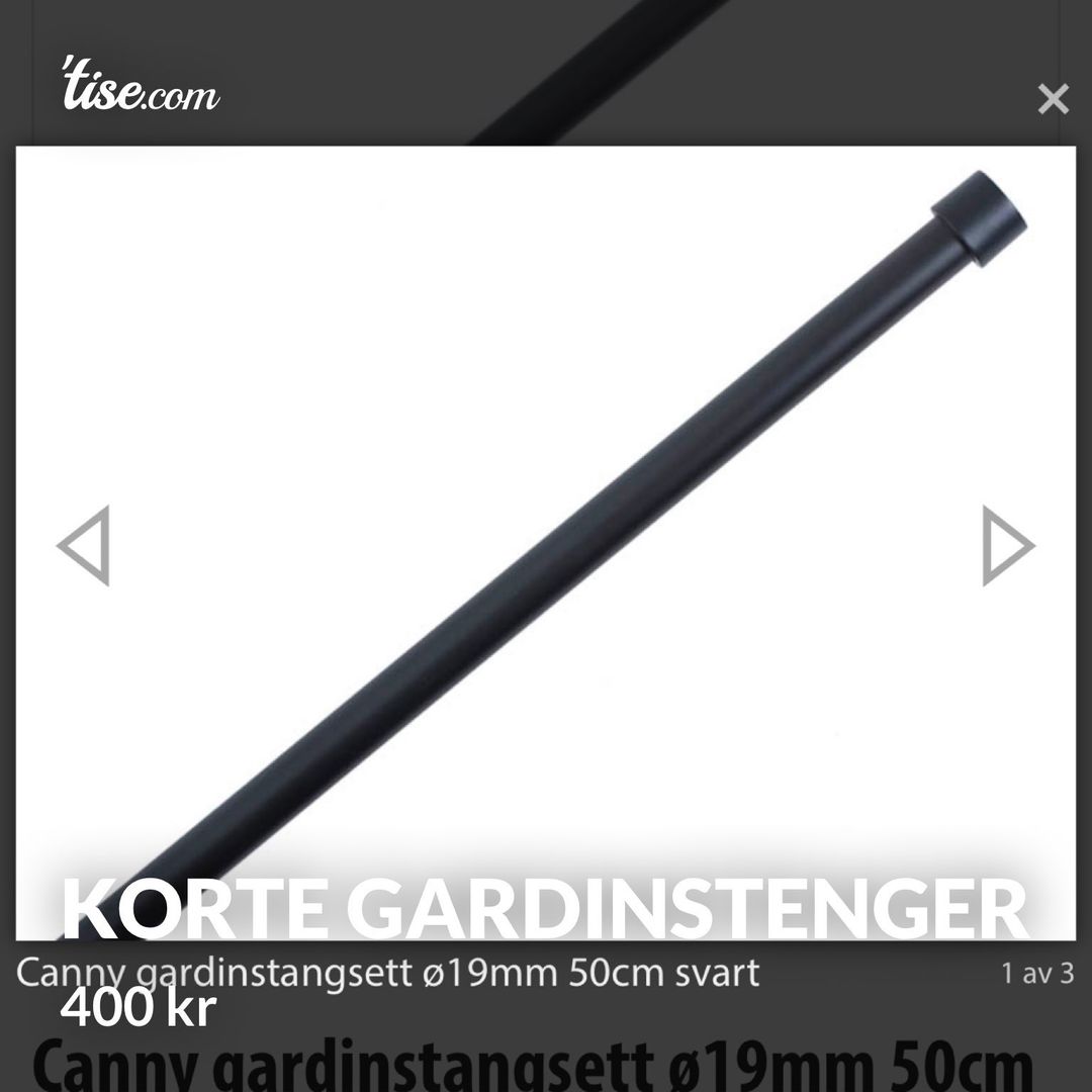 Korte gardinstenger