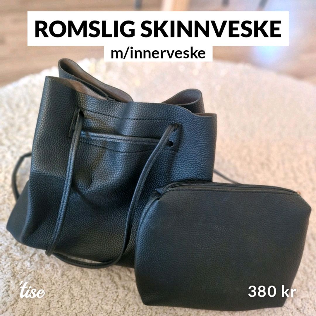 Romslig skinnveske