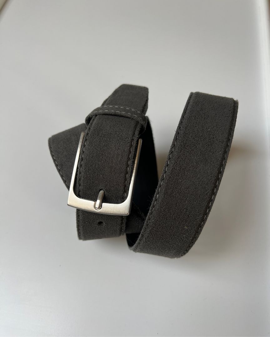 Dark grey suede belt