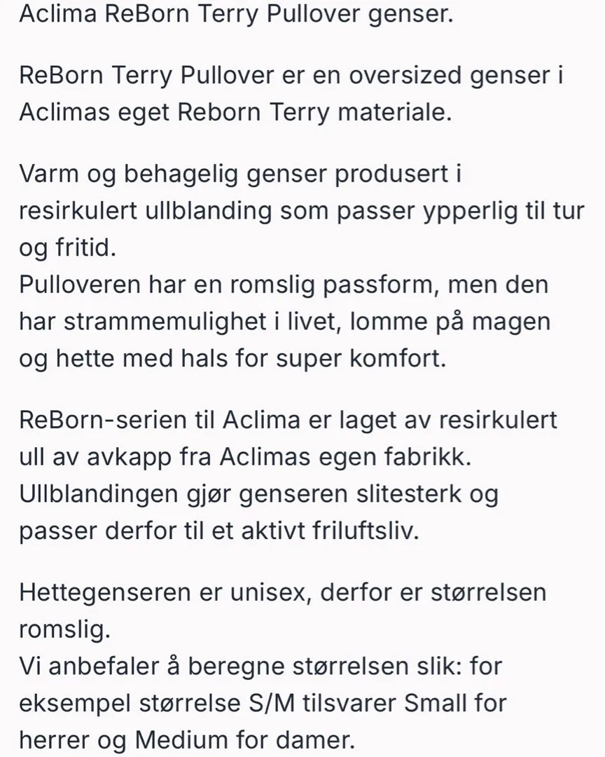 Aclima Terry Pullove