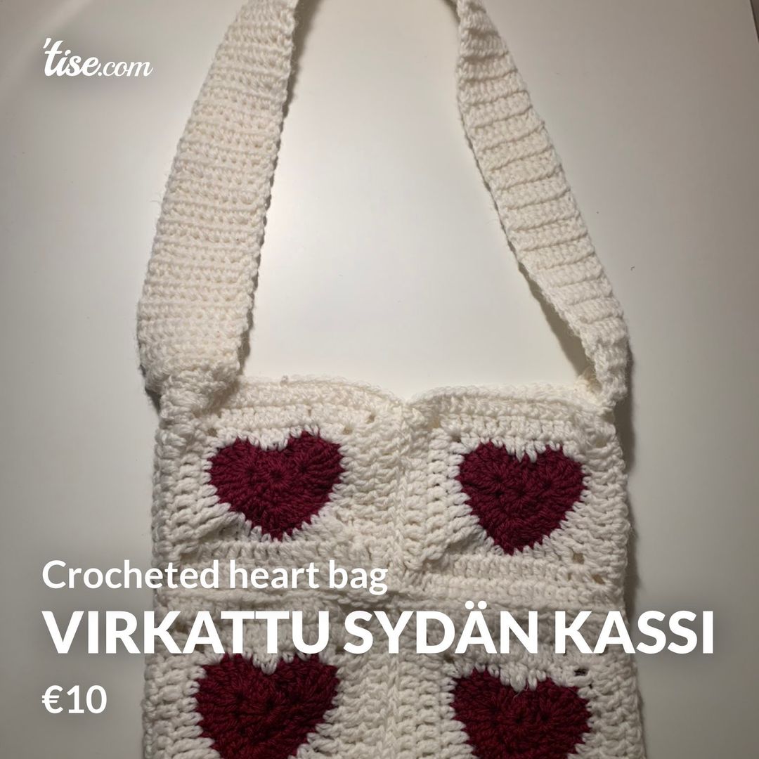 Virkattu sydän kassi